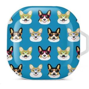 Corgi Wear Bril Oortelefoon Hoesje Compatibel met Galaxy Buds/Buds Pro Schokbestendig Hoofdtelefoon Case Cover Wit-Stijl