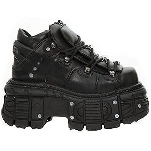 M-TANK106-C2 Uniseks schoenen zwart 100% echt leer hakdesign, zwart, 46 EU