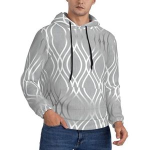 GUOLGP Zilveren Geometrische Figuur Print Heren Hooded Sweatshirts Casual Lichtgewicht Zachte Trui Voor Herfst Lente Winter, Zwart, S