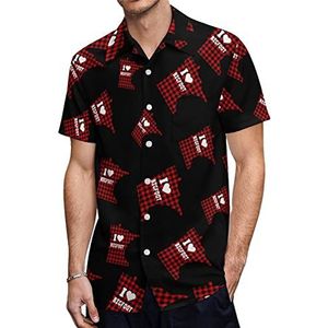 Minnesota I LOVE BIGFOOT Hawaïaanse shirts voor heren, casual overhemd met korte mouwen, knoopsluiting, vakantie, strandshirts, S