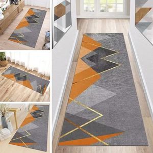 Modern grijs oranje hal runner tapijt antislip vloerkleed, wasbare keuken hal tapijten runner matten 100cm/1,5m/2m/2,5m/300cm/350cm/4m/5m/6m lengte (Size : 80×150cm)