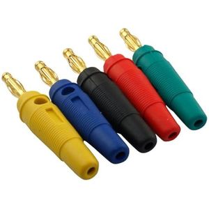 5 stuks 4 mm stekkers vergulde muzikale luidspreker kabel draad pin banaan plug connectoren 5 kleur (kleur: elke kleur een)