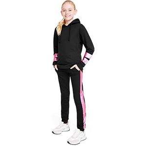 CityComfort Trainingspak voor meisjes, 2-delige hoodie, joggingbroek, activewear set voor kinderen, tieners, katoen, loungewear, holografisch, zacht, ademend, trainingspak voor kinderen, roze (hot