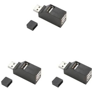 3 set Draagbare Hoge Snelheid USB naar 3 poort USB2.0 Hub Splitter Adapter voor PC Zwart
