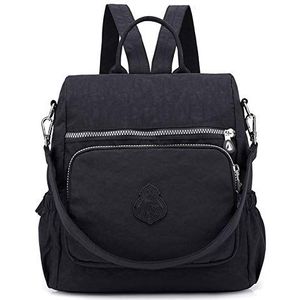 Damesrugzak Handtas Waterdichte nylon schooltas Grote reistas Anti-diefstal damesrugzak Casual rugzak Schoudertas, Zwart, Eén maat