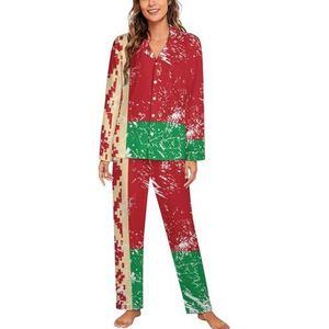 Retro Wit-Rusland Vlag Lange Mouw Pyjama Sets Voor Vrouwen Klassieke Nachtkleding Nachtkleding Zachte Pjs Lounge Sets