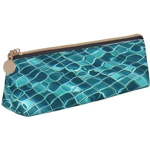 FHEBNDS Zwembad water make-up tas voor vrouwen mannen grote etui esthetische potlood etui munt zakje lederen cosmetische tas met rits kantoor organisator reizen essentials