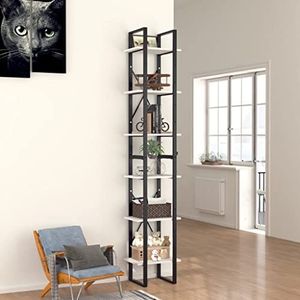 AUUIJKJF Boekenkast met 6 niveaus, wit, 40x30x210 cm, houten meubelen