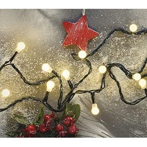 EMOS Led-lichtsnoer, warmwit voor binnen en buiten, 8 m lange kerstlichtketting met 80 leds in bolvorm, 6 uur timerfunctie, voeding en transformator, voor feestjes, Kerstmis, decoratie
