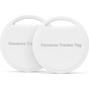 Oscanna Air Tracker 2-Pack - Werkt met Apple Find My App, GPS-zoeker voor sleutels, portemonnee, huisdieren en tassen wit