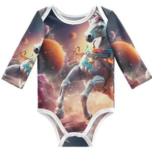 KAAVIYO Cool Space Sneaker Eenhoorn Baby Lange Mouwen Unisex Nieuwe Katoenen Bodysuit voor Kinderen 3-24 Maanden Zomer, Patroon, 3 Maanden