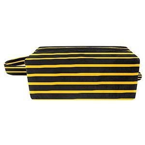 Opknoping cosmetische tas, zwart & geel streep toilettas voor vrouwen heren meisjes kinderen, draagbare make-up kleine tas, 8,2 x 3,1 x 3,5 inch
