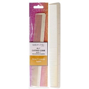 SalonChic Snijkam W-1 Meetmarkeringen Hoge Hittebestendige 8.5 - Fijne Grove Tanden Kam Unisex 1 Pc