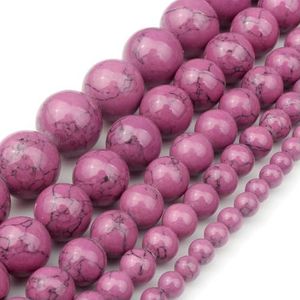 4/6/8/10/12 mm tweede generatie witte howliet kralen voor het maken van sieraden en armbanden, ronde losse kralen, streng 15''-paars-4,0 mm, 91 stuks kralen