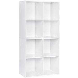WOLTU Boekenkast Wit met 8 compartimenten,Boekenplank Opslagplank MDF voor woonkamer 60x29,5x121cm SK002ws4