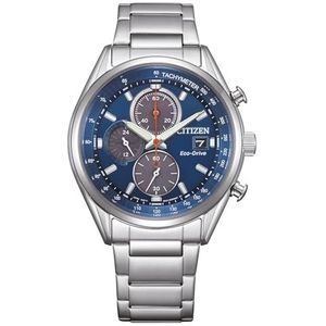 Citizen CA0459-79L Eco-Drive Solar chronograaf herenhorloge, 40 mm, met schakelband, zilverkleurig/blauw