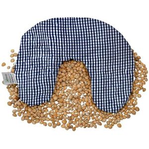 Aminata Balance Nekhoorntje, kersenpitten, nekkussen, 30 x 22 cm, warmtekussen, kersenpitkussen, overtrek afneembaar van katoen, voor mannen en vrouwen, blauw geruit