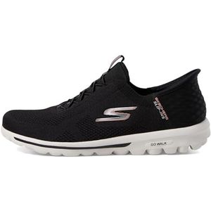 Skechers Go Walk Travel Milaan Hands Free Slip-ins Sneakers voor dames, zwart, roze, 37.5 EU