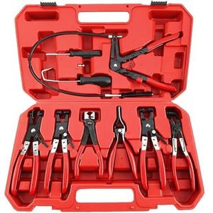 Handgereedschapset 9-delig Flexibele slangklemtangenset Draaibare bek Platte hoek Band Autogereedschap Boor for autokoelvloeistof Radiatorverwarming en water Fácil de transportar