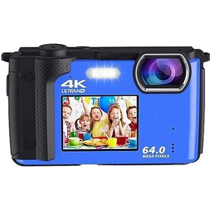 Dual Screen 64MP Fotografie Camera Selfie Recorder 4K UHD Vlog Camcorder 16X Zoom Compact Camera Live Streaming Webcam HD camera (Color : With 128G, Size : With 2 Batteries)