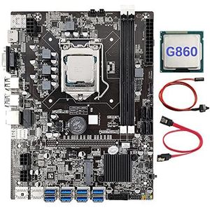 AMIUHOUN B75 8 Card BTC Mijnbouw Moederbord+G860 CPU+-kabel+Schakelaar Kabel 8XUSB3.0 naar PClE 1X Slot LGA1155 DDR3 MSATA ETH