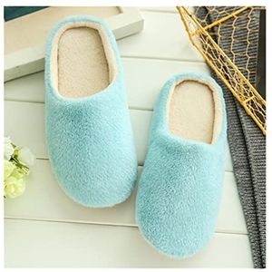 LYHYDMA Katoenen pantoffels Vrouwen Thuis Slippers Met Faux Fur Platte Schoenen Winterschoenen Warm Houden Schoenen Voor Vrouw Flats Basic Slipper 36-45 (Hemelsblauw, 13)