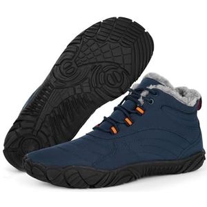 HiGropcore Winterlaarzen voor dames en heren, warme bontvoering, waterdichte sneeuwsneakers, instappers, blote voeten, brede teen, box, Zero Drop enkellaarsjes, Sb03 - Donkerblauw, 11 Wide Women/9.5