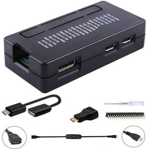 GeeekPi Zero/Zero W Case voor Raspberry Pi, 7-in-1 Basic Starter Kit met Heatsink voor Raspberry Pi Zero, 20Pin GPIO Header, OTG Kabel, Schakelkabel, HDMI Adapter en Schroevendraaier (zwart)