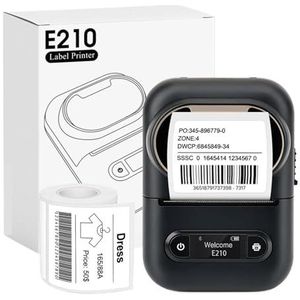 Draagbare E210-labelprinter Draadloze Bluetooth Thermische Labelprinter Helder Afdrukken(Black Printer)