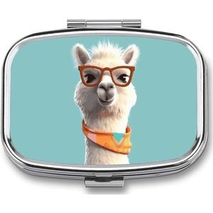 Grappige Cartoon Llama Pillendoos Pil Case Leuke Pil Organizer Pil Houder Geneeskunde Pil Organizer Pil Container Dagelijkse Pil Organizer Kleine Pillendoos Pil Case voor Portemonnee Pocket