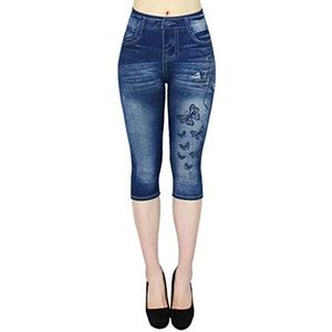 Driekwart Jeans Broek voor Vrouwen Womens Skinny Slim Mid Taille Gewassen Stretchy Distressed Denim Zakken Broek Vrouwen Casuan Strak Slim Casual Dagelijks Basic Model Outdoor Broek, Blauw, XXL