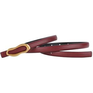 Retro riem for dames, metalen gesp, bijpassende damesjurk, jeans, verstelbare tailleband, leer(Wine Red)