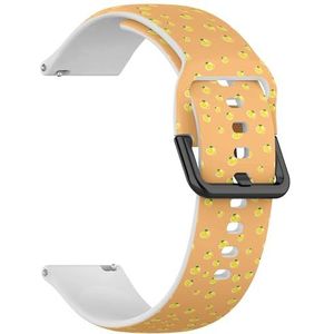 Compatibel met Garmin Venu/Venu 2 Plus/Sq/Sq Music/Sq 2/Sq 2 Music, (Citroen bladeren op oranje) 20 mm zachte siliconen sportband armband armband
