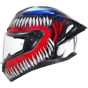RYDZCLH Integraalmotorhelm Motocross-valhelm DOT/ECE goedgekeurde motorbromfietshelm met zonneklep voor mannen en vrouwen,H,M