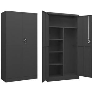 vidaXL Lockerkast 90x40x180 cm staal antracietkleurig