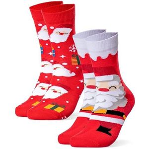 Occulto Heren & Dames Kerst Sokken pak van 2 (model: Santa) Rood 35-38