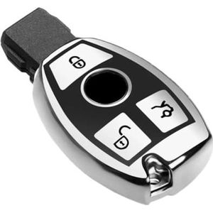 Sleutelbehuizing Voor Bnez CLA GLC GLA GLK W203 W210 W211 W204 W176 ABCR Klasse AMG Auto Afstandsbediening Sleutel Case cover Fob Accessoires Zachte TPU Autosleutelhoesje(Silver)