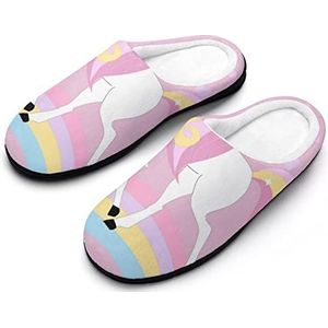 Leuke Eenhoorn Zoete Roze Katoenen Slippers Voor Vrouwen Warme Anti-Slip Rubber Zool Huis Schoenen Voor Indoor Hotel 7-8 (39-40)