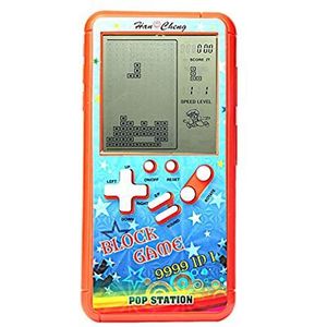 Retro blok game console baksteen game console met kleur shell en groot scherm aangedreven door 2 AA batterijen bouwen 23 games en met een klein lichaam (Oranje)