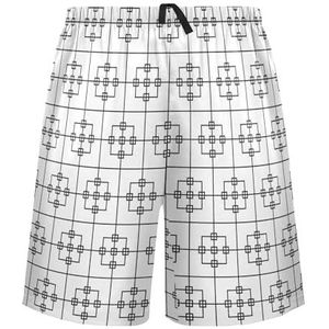 LI ZHI XIN Herenpyjamabroek, korte pyjamabroek, zomer casual shorts, elastische tailleband met trekkoord, rechte losse pasvorm met 2 zakken, S-XXL schaakbordpatroon, Meerkleurig, XL