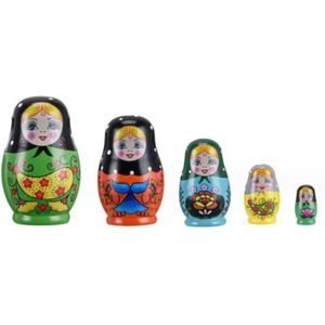 Matroesjka Matroesjka Poppen Nesting Dolls Set 5 Stuks Russische Matroesjka Pop Houten Piraat Beeldjes Uniek Accent Voor Piraat Decor Matroesjkapoppen