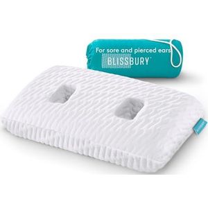 BLISSBURY Oorkussen met oorgat om te slapen met pijnlijke oorpijn | Verstelbaar traagschuim kussen met gaten voor chondrodermatitis CNH pijn | Oorpiercing bescherming | Ondersteuning oordopjes voor