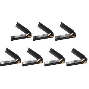 Opvouwbare Haarborstel, Dik Kamlichaam, Opvouwbare Haarkam, Afgeronde Tanden, Dubbele Kop, 7 Stuks, Zakformaat voor Krullend Haar