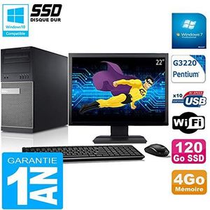 Dell PC Tower 9020 Intel G3220 RAM 4 GB harde schijf 120 GB SSD WiFi W7 Display 22 inch (22 inch) (gereviseerd)