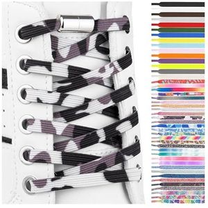 SULPO Platte siliconen veters met snelsluiting metalen capsules - Elastische veters zonder strikken voor volwassenen en kinderen - Elastische Schoenveters - Veters zonder stropdas