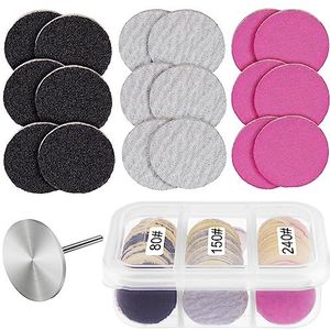 Rolybag Voetschuurpapier en metalen nagelboor 25 mm pedicure schijf vervanging schuurschijven bits voor nagelboor voetvijlen elektrische verwijderaar dode huid eelt (#80 # 150 # 240 korrel)