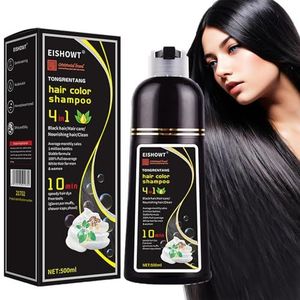 Black Hair Dye Shampoo, Haarkleur voor Grijs 4 in 1, Natuurlijke Plantaardige Haarverf voor Vrouwen en Mannen 500ml (Natuurlijk Zwart)