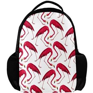 Rode Flamingos Patroon Rugzak voor vrouwen en mannen, School reizen werk Rugzak, Meerkleurig, 27.5x13x40cm, Rugzak Rugzakken