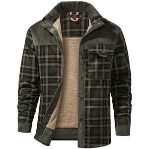Mr.Stream Herenhemd geruit vintage houthakkershemd flanellen hemd Fleecevoering lange mouwen overhemden Jassen, Sherp jacks 3251 Dark Green 2XL