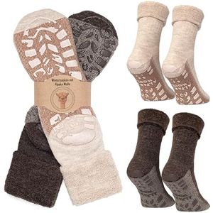 MOUNTREX® Alpaca-sokken, wollen sokken voor dames en heren, wintersokken, warme huissokken, thermosokken, dik, 2 paar, 35-38 EU